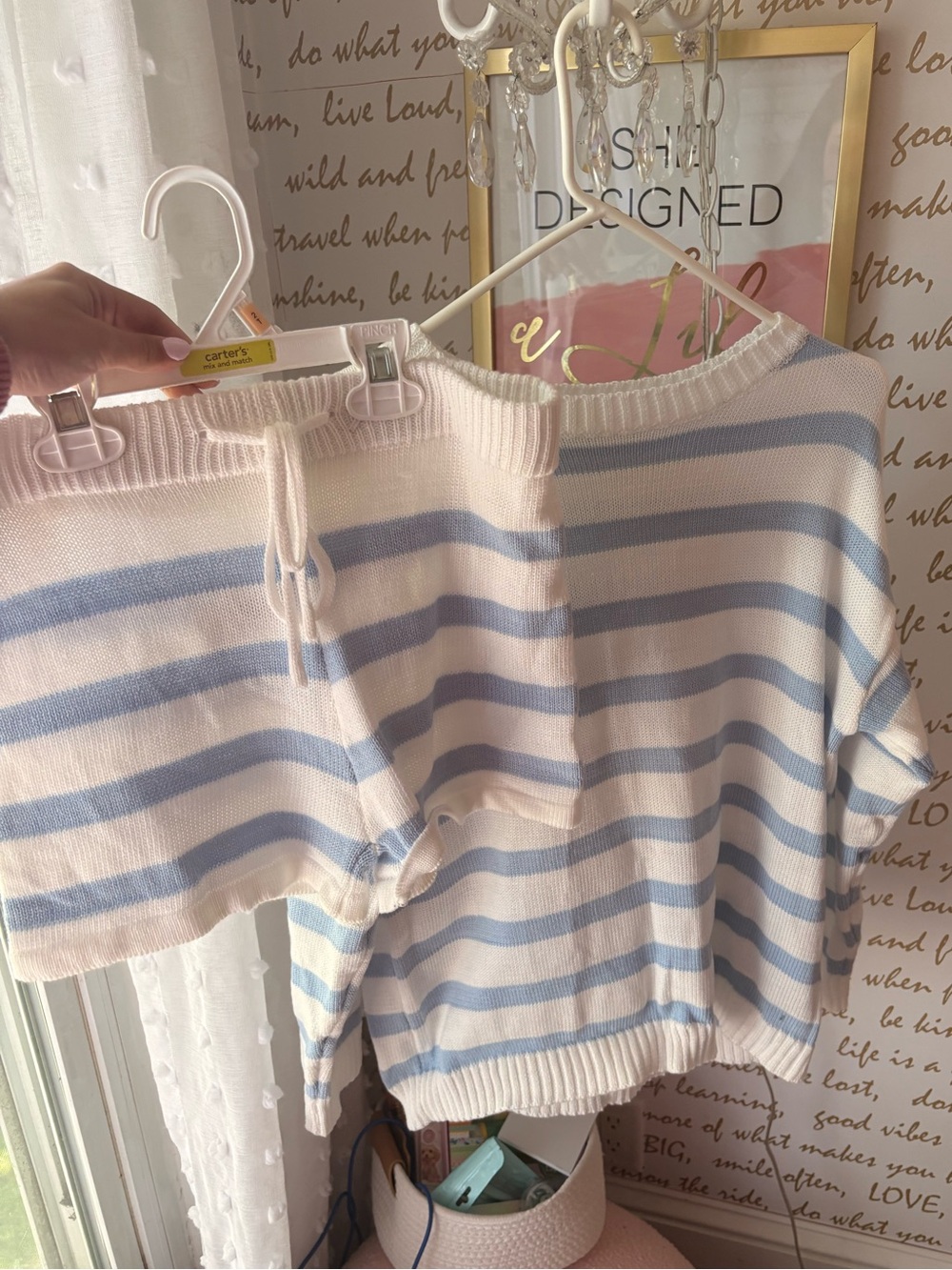 Striped Knit Top and Shorts Set - Light Blue & Cream - Carter's